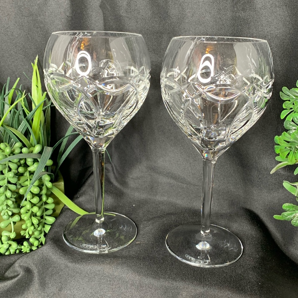 Set of 2 Clannad water goblets / wine glasses by WATERFORD CRYSTAL